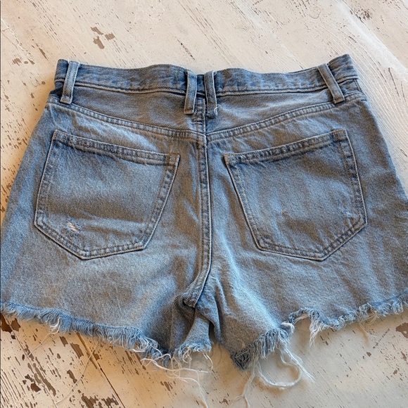 Free People Light Blue Distressed High-Rise Jean Shorts - Picture 2 of 3